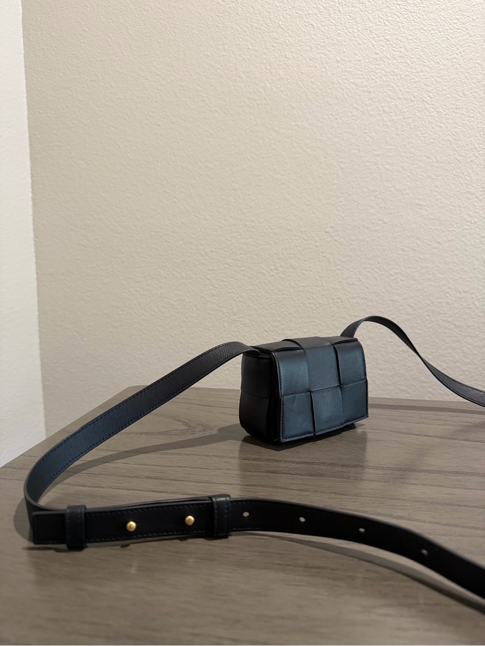 Bottega Veneta Mini Black Woven Leather Crossbody Bag